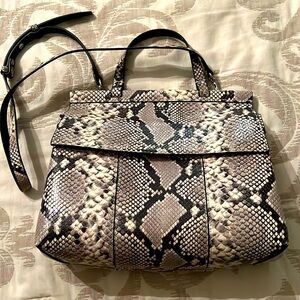 Tory Burch Block T Satchel in Natural Snake Skin